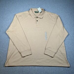 Orvis Long Sleeve Polo Shirt Mens XXL Tan Stretch Cotton Fishing Logo
